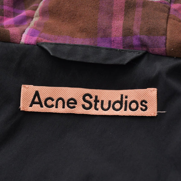 Acne Studios Jacket Jumper Mod Coat Logo Hooded Black Burgundy Check FN-MN-OUTW000471 Excellent condition, pre-owned, item number 4a008942