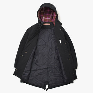 Acne Studios Jacket Jumper Mod Coat Logo Hooded Black Burgundy Check FN-MN-OUTW000471 Excellent condition, pre-owned, item number 4a008942