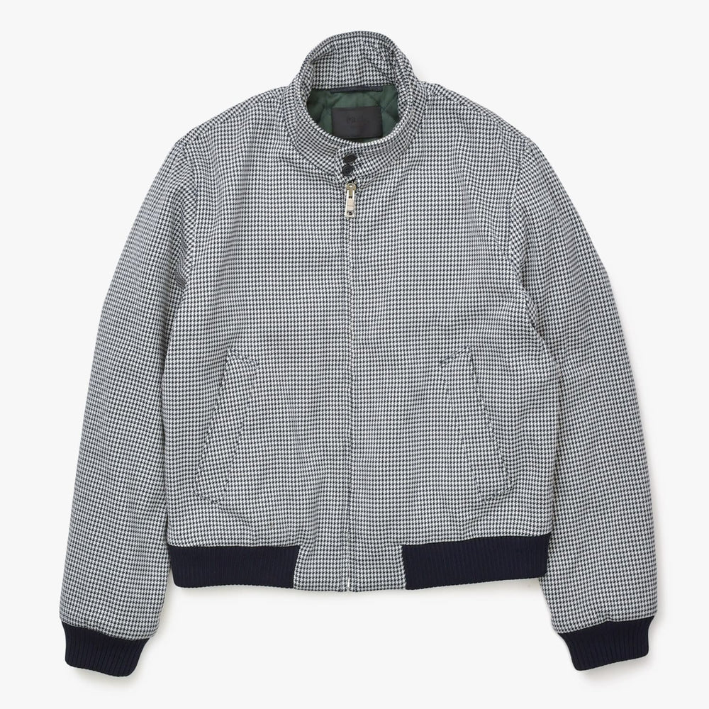 新品同様 PRADA プラダ 18AW ハリントンジャケット ブルゾン SGH055 R182 ポリエステル ブラック ホワイト シルバー金具 サイズ48 中古 4a008944