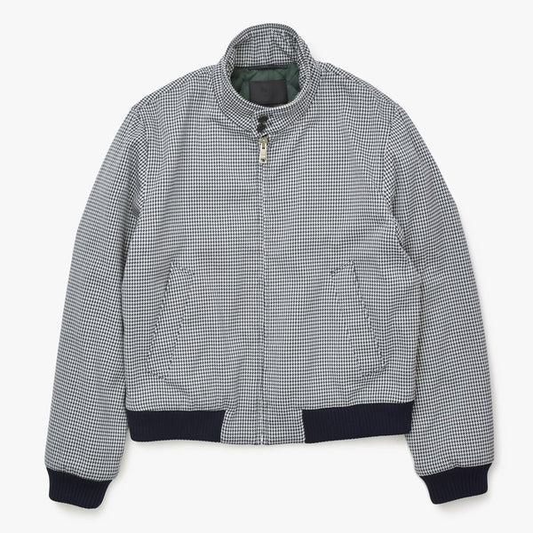 新品同様 PRADA プラダ 18AW ハリントンジャケット ブルゾン SGH055 R182 ポリエステル ブラック ホワイト シルバー金具 サイズ48 中古 4a008944