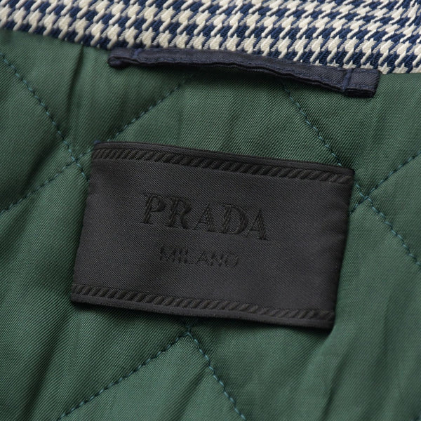 新品同様 PRADA プラダ 18AW ハリントンジャケット ブルゾン SGH055 R182 ポリエステル ブラック ホワイト シルバー金具 サイズ48 中古 4a008944