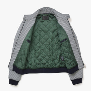 新品同様 PRADA プラダ 18AW ハリントンジャケット ブルゾン SGH055 R182 ポリエステル ブラック ホワイト シルバー金具 サイズ48 中古 4a008944