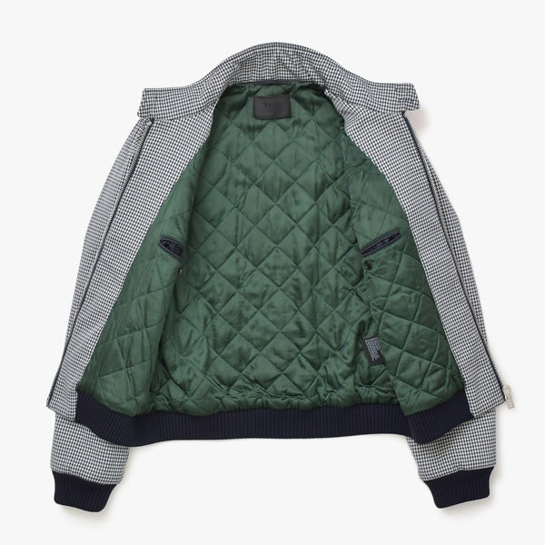 新品同様 PRADA プラダ 18AW ハリントンジャケット ブルゾン SGH055 R182 ポリエステル ブラック ホワイト シルバー金具 サイズ48 中古 4a008944