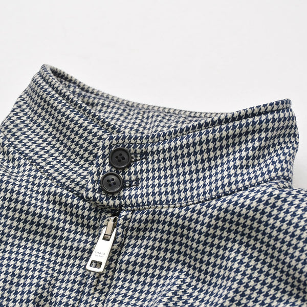 新品同様 PRADA プラダ 18AW ハリントンジャケット ブルゾン SGH055 R182 ポリエステル ブラック ホワイト シルバー金具 サイズ48 中古 4a008944