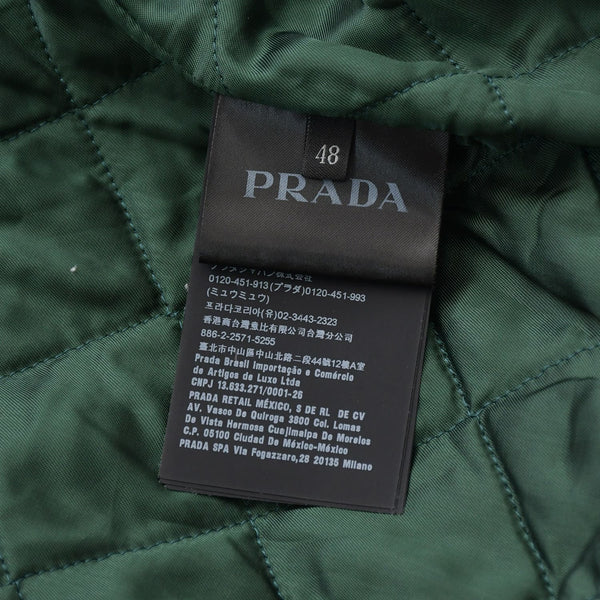 新品同様 PRADA プラダ 18AW ハリントンジャケット ブルゾン SGH055 R182 ポリエステル ブラック ホワイト シルバー金具 サイズ48 中古 4a008944