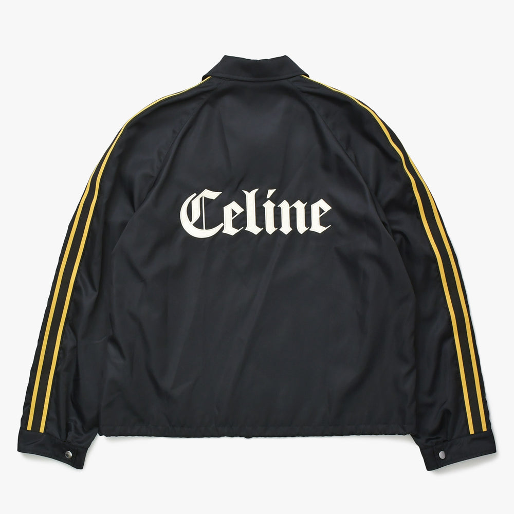 CELINE セリーヌ ジャケット ジップアップコーチジャケット 25SS ロゴ 刺繍 ブラック イエロー RV08X195X サイズ56 美品 中古 4a008945
