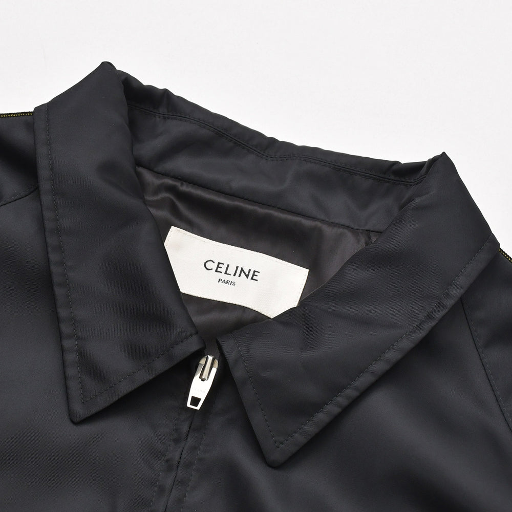 CELINE セリーヌ ジャケット ジップアップコーチジャケット 25SS ロゴ 刺繍 ブラック イエロー RV08X195X サイズ56 美品 中古 4a008945