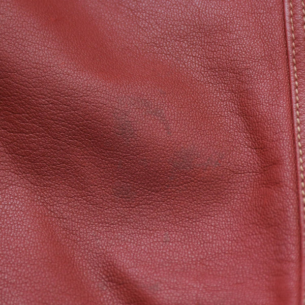 極美品 HERMES エルメス レザーシャツジャケット トップス フランス製 ラムスキン レッド サイズ39 中古 4a008946