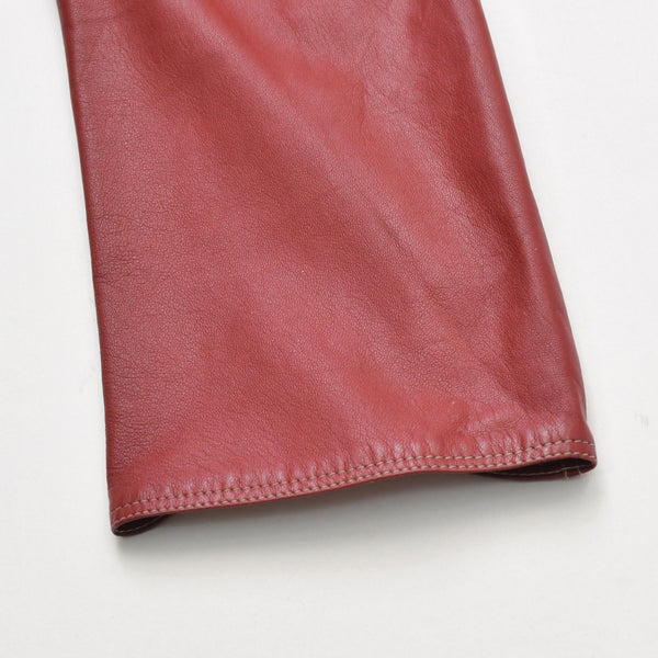 極美品 HERMES エルメス レザーシャツジャケット トップス フランス製 ラムスキン レッド サイズ39 中古 4a008946