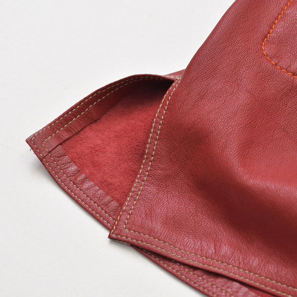極美品 HERMES エルメス レザーシャツジャケット トップス フランス製 ラムスキン レッド サイズ39 中古 4a008946