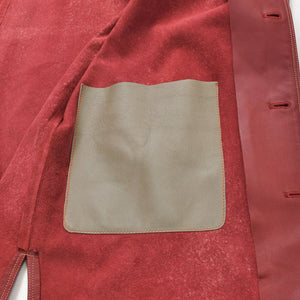 極美品 HERMES エルメス レザーシャツジャケット トップス フランス製 ラムスキン レッド サイズ39 中古 4a008946