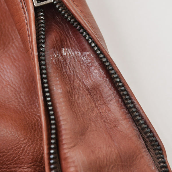 極美品 BRIONI ブリオーニ バイカージャケット レザージャケット レザー レッド メタルブラック金具 サイズ52 中古 4a008947