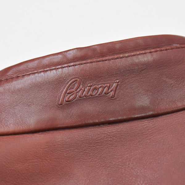 極美品 BRIONI ブリオーニ バイカージャケット レザージャケット レザー レッド メタルブラック金具 サイズ52 中古 4a008947