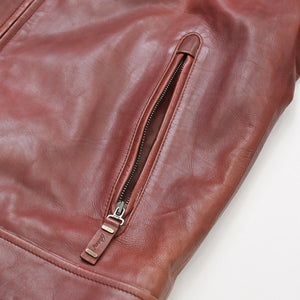 極美品 BRIONI ブリオーニ バイカージャケット レザージャケット レザー レッド メタルブラック金具 サイズ52 中古 4a008947