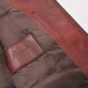 極美品 BRIONI ブリオーニ バイカージャケット レザージャケット レザー レッド メタルブラック金具 サイズ52 中古 4a008947