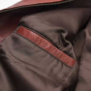 極美品 BRIONI ブリオーニ バイカージャケット レザージャケット レザー レッド メタルブラック金具 サイズ52 中古 4a008947