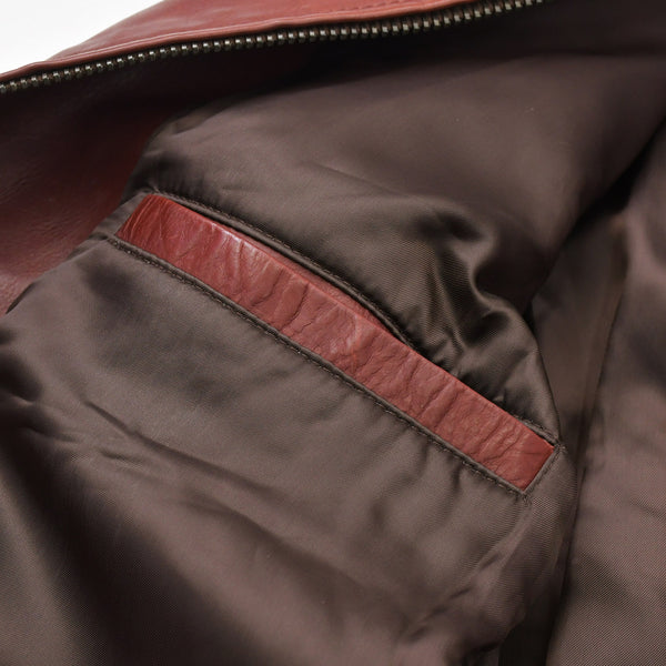 極美品 BRIONI ブリオーニ バイカージャケット レザージャケット レザー レッド メタルブラック金具 サイズ52 中古 4a008947