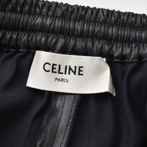CELINE セリーヌ マカダム ラインパンツ ストレート ボトムス ジャージ サテン 2P71A199Q 38NO ブラック ホワイト サイズ34 美品 中古 4a008948