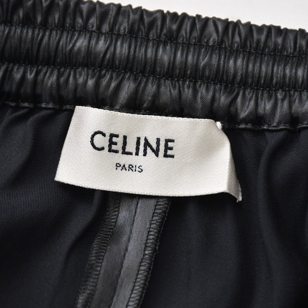 CELINE セリーヌ マカダム ラインパンツ ストレート ボトムス ジャージ サテン 2P71A199Q 38NO ブラック ホワイト サイズ34 美品 中古 4a008948