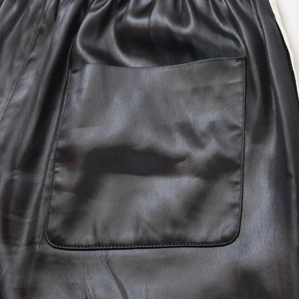 CELINE セリーヌ マカダム ラインパンツ ストレート ボトムス ジャージ サテン 2P71A199Q 38NO ブラック ホワイト サイズ34 美品 中古 4a008948