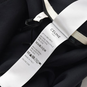 CELINE セリーヌ マカダム ラインパンツ ストレート ボトムス ジャージ サテン 2P71A199Q 38NO ブラック ホワイト サイズ34 美品 中古 4a008948