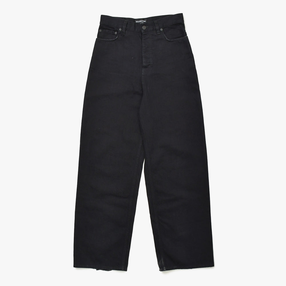 新品同様 BALENCIAGA バレンシアガ バギーデニムパンツ 675230 XSサイズ ブラック ソフトデニム ブラック金具 中古 4a008951