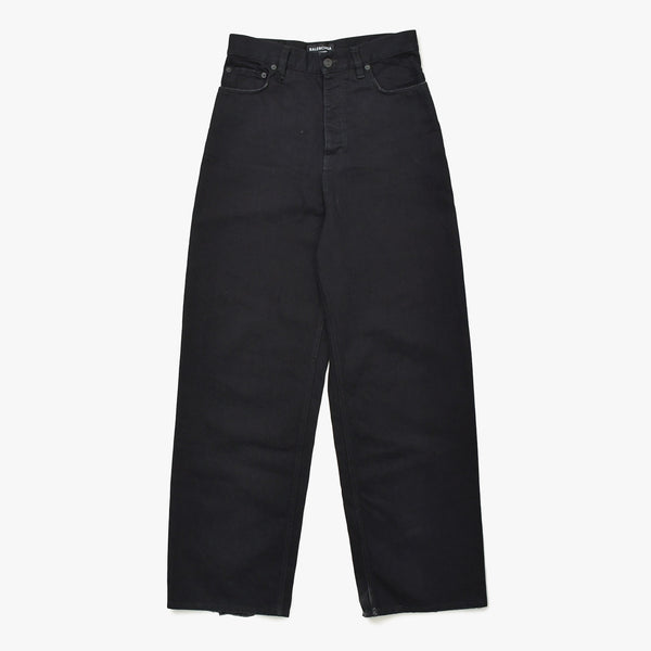新品同様 BALENCIAGA バレンシアガ バギーデニムパンツ 675230 XSサイズ ブラック ソフトデニム ブラック金具 中古 4a008951