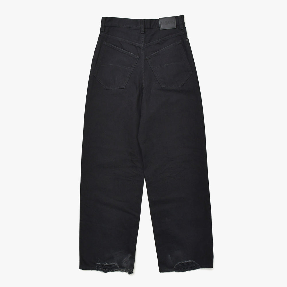 新品同様 BALENCIAGA バレンシアガ バギーデニムパンツ 675230 XSサイズ ブラック ソフトデニム ブラック金具 中古 4a008951
