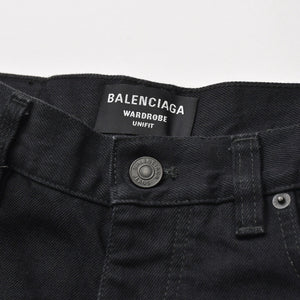 新品同様 BALENCIAGA バレンシアガ バギーデニムパンツ 675230 XSサイズ ブラック ソフトデニム ブラック金具 中古 4a008951