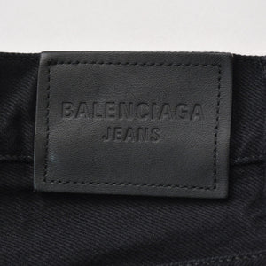 新品同様 BALENCIAGA バレンシアガ バギーデニムパンツ 675230 XSサイズ ブラック ソフトデニム ブラック金具 中古 4a008951