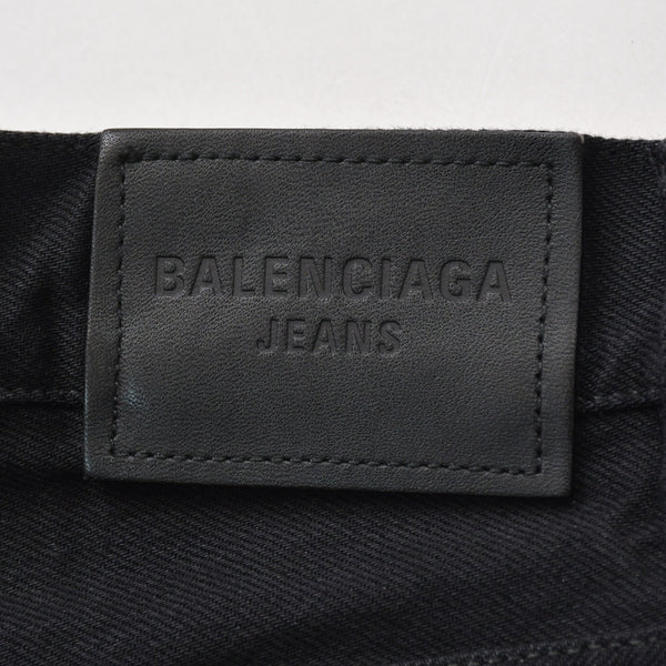 新品同様 BALENCIAGA バレンシアガ バギーデニムパンツ 675230 XSサイズ ブラック ソフトデニム ブラック金具 中古 4a008951