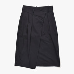 新品未使用 LOEWE ロエベ ラップ スカート S540Y08XAN 32サイズ アシンメトリー ブラック アジャスター シルバー金具 中古 4a008952