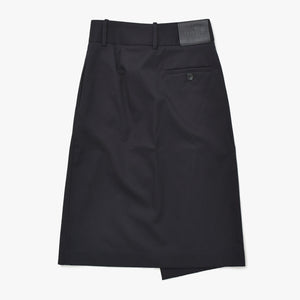 新品未使用 LOEWE ロエベ ラップ スカート S540Y08XAN 32サイズ アシンメトリー ブラック アジャスター シルバー金具 中古 4a008952