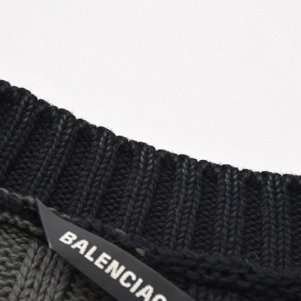 新品同様 BALENCIAGA バレンシアガ チェック ニット セーター 646679 T3192 ブラック グレー サイズXS 中古 4a008959