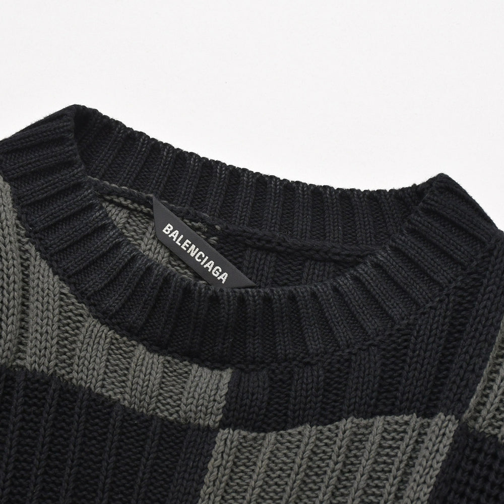 Like new BALENCIAGA Check knit sweater 646679 T3192 Black Gray Size XS Used 4a008959