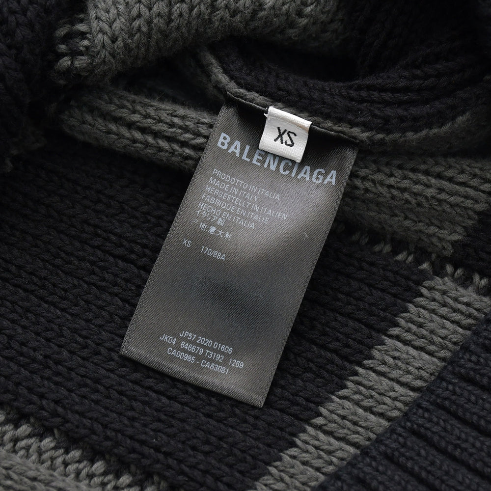 Like new BALENCIAGA Check knit sweater 646679 T3192 Black Gray Size XS Used 4a008959