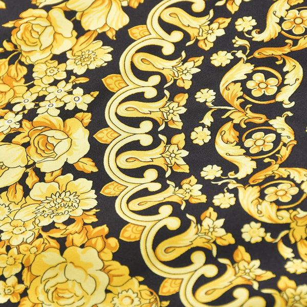 Like new VERSACE Barocco pattern short sleeve shirt Americana fit silk black yellow size 50 used 4a008973