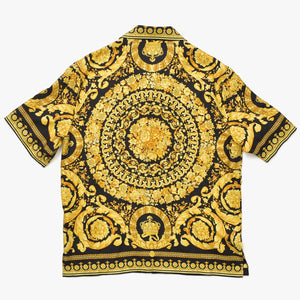 Like new VERSACE Barocco pattern short sleeve shirt Americana fit silk black yellow size 50 used 4a008973