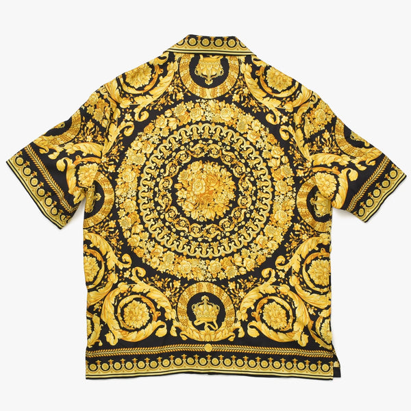 Like new VERSACE Barocco pattern short sleeve shirt Americana fit silk black yellow size 50 used 4a008973