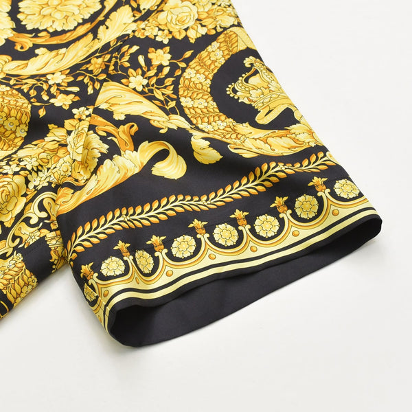 Like new VERSACE Barocco pattern short sleeve shirt Americana fit silk black yellow size 50 used 4a008973