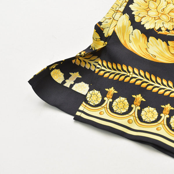 Like new VERSACE Barocco pattern short sleeve shirt Americana fit silk black yellow size 50 used 4a008973