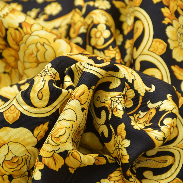 Like new VERSACE Barocco pattern short sleeve shirt Americana fit silk black yellow size 50 used 4a008973