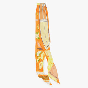 HERMES エルメス 2017FW ツイリ― スカーフ Sea,SurfandFun 海とサーフとサーフィン シルク オレンジ イエロー 美品 中古 4b008978