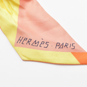 HERMES エルメス 2017FW ツイリ― スカーフ Sea,SurfandFun 海とサーフとサーフィン シルク オレンジ イエロー 美品 中古 4b008978