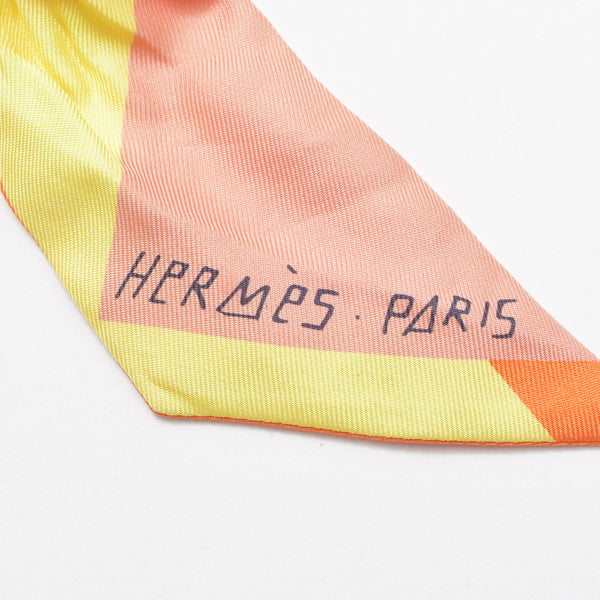 HERMES エルメス 2017FW ツイリ― スカーフ Sea,SurfandFun 海とサーフとサーフィン シルク オレンジ イエロー 美品 中古 4b008978