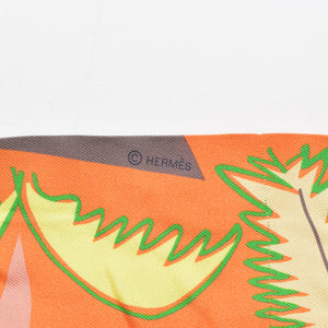 HERMES エルメス 2017FW ツイリ― スカーフ Sea,SurfandFun 海とサーフとサーフィン シルク オレンジ イエロー 美品 中古 4b008978