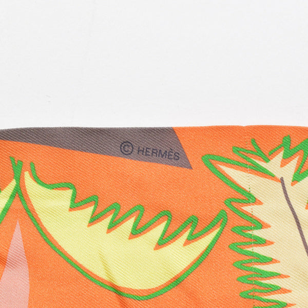 HERMES エルメス 2017FW ツイリ― スカーフ Sea,SurfandFun 海とサーフとサーフィン シルク オレンジ イエロー 美品 中古 4b008978