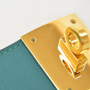 HERMES エルメス ケリードッグ ブレスレット バングル X刻印 レザー GP ゴールド金具 グリーン 美品 中古 4a009061