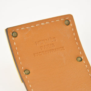 HERMES エルメス ケリードッグ ブレスレット バングル X刻印 レザー GP ゴールド金具 グリーン 美品 中古 4a009061