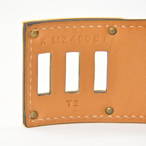 HERMES エルメス ケリードッグ ブレスレット バングル X刻印 レザー GP ゴールド金具 グリーン 美品 中古 4a009061